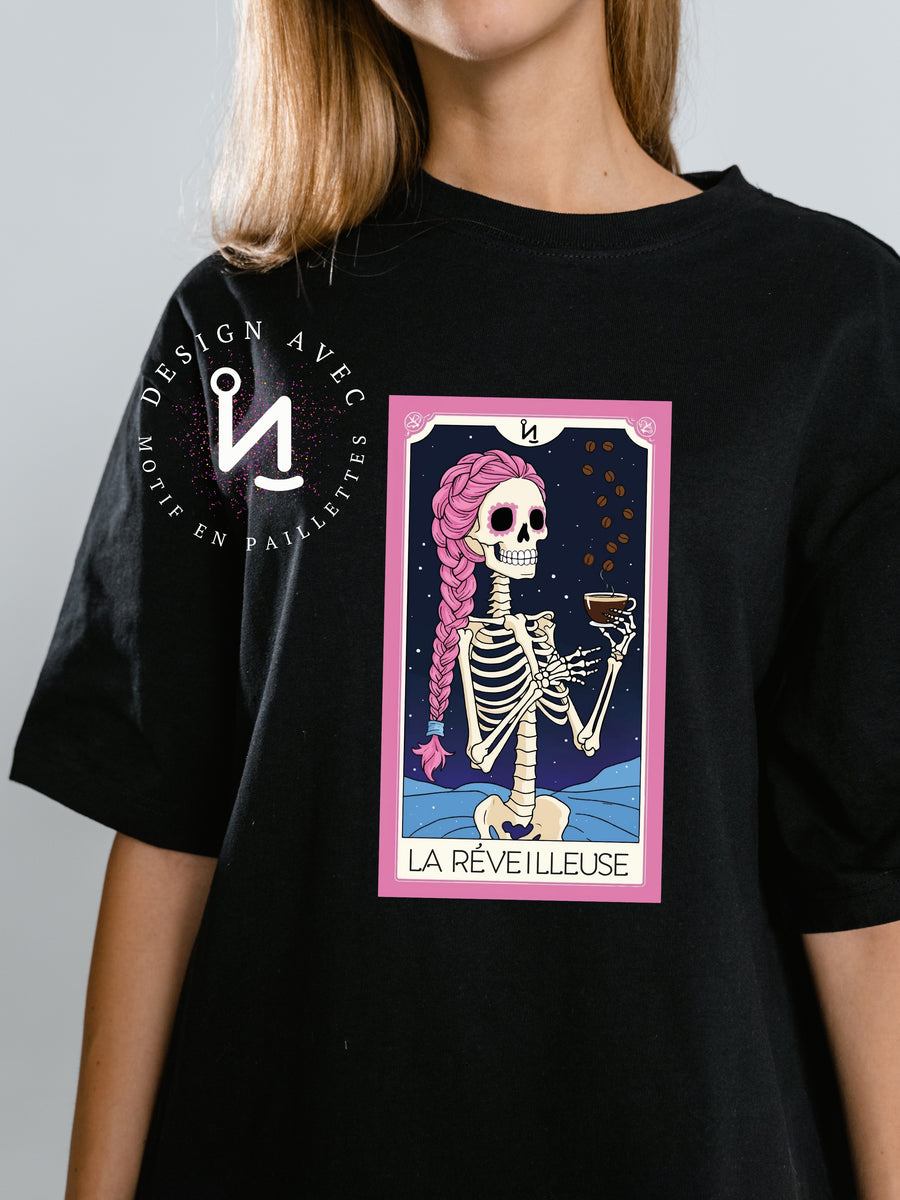 LA RÉVEILLEUSE - T-Shirt noir (taille unisexe)