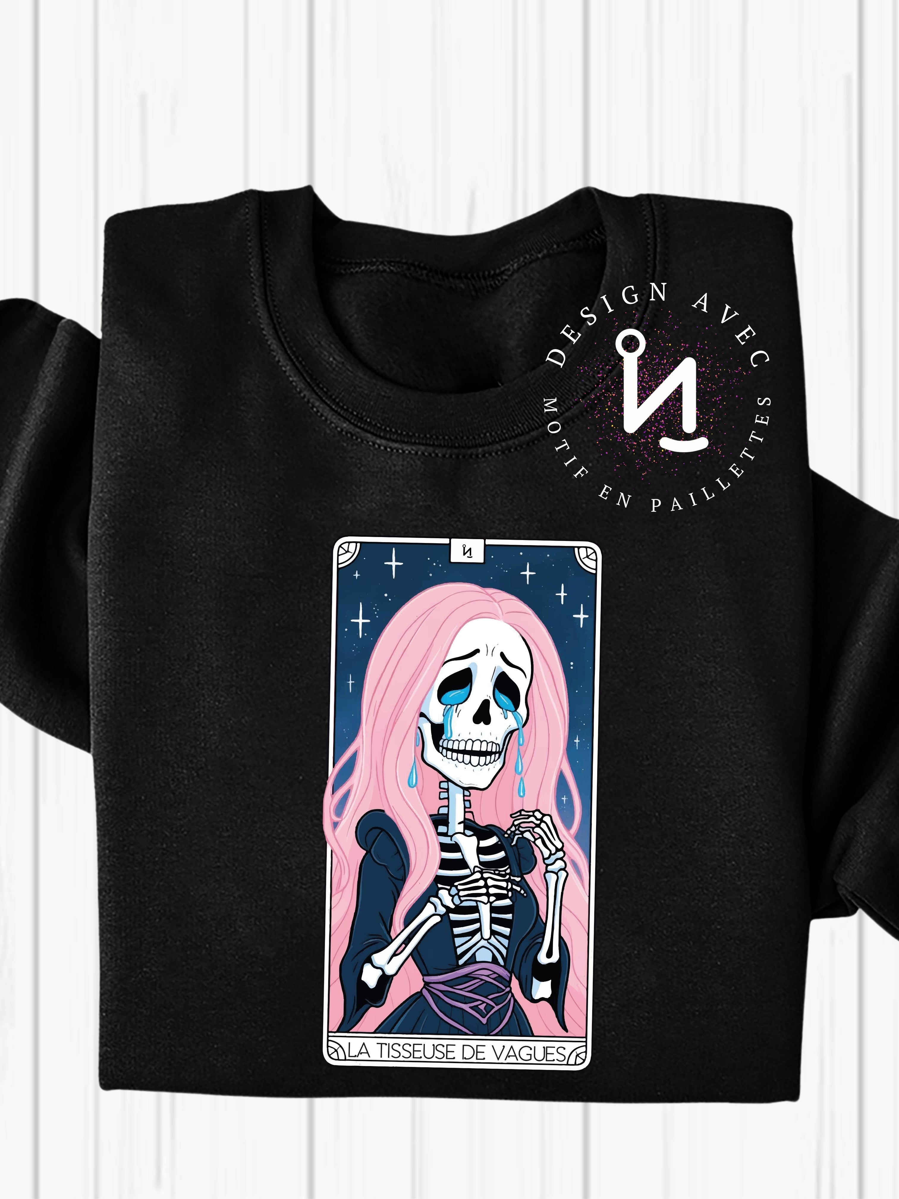 LA TISSEUSE DE VAGUES - Coton ouaté noir (taille unisexe)