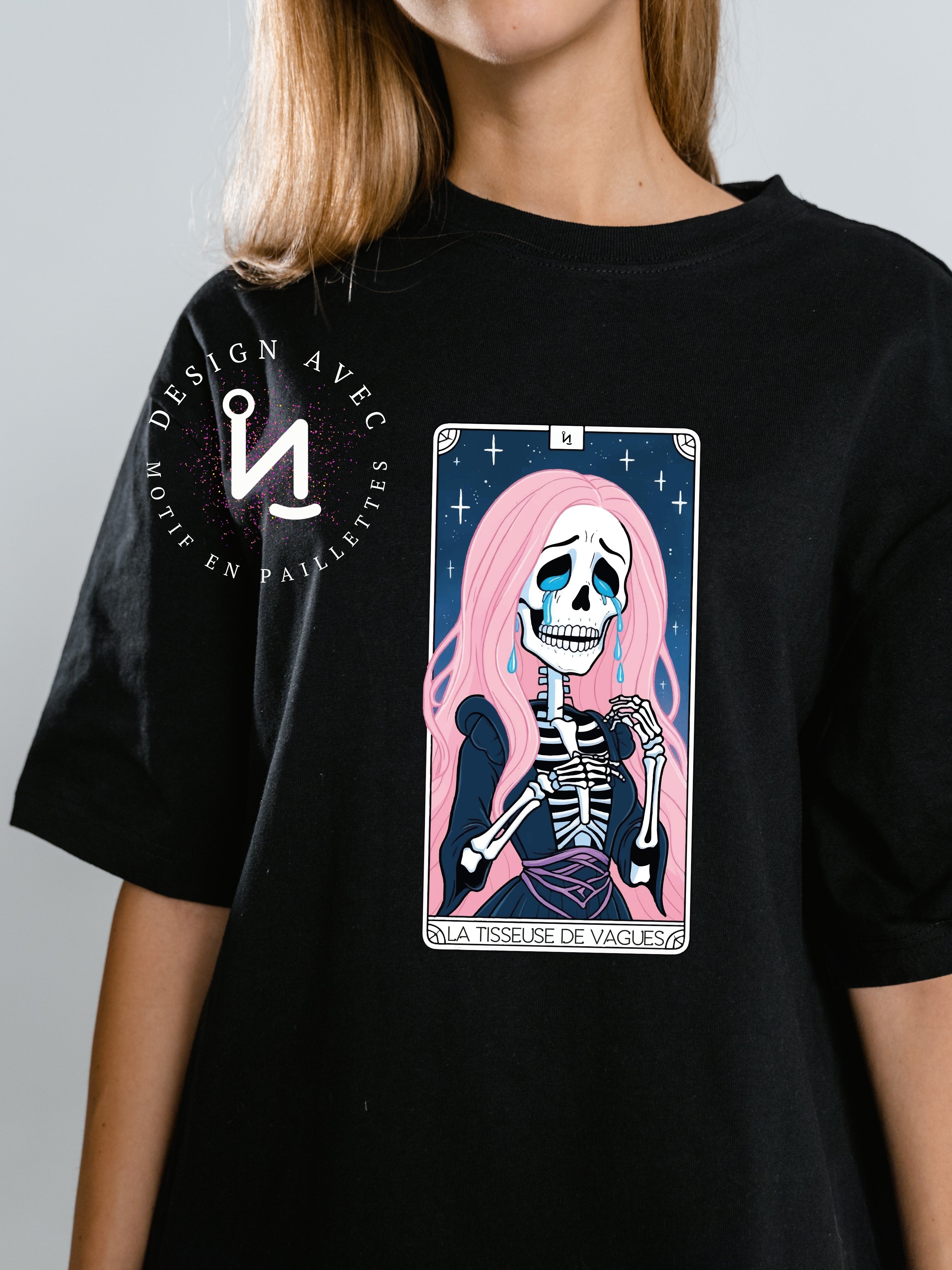 LA TISSEUSE DE VAGUES - T-Shirt noir (taille unisexe)