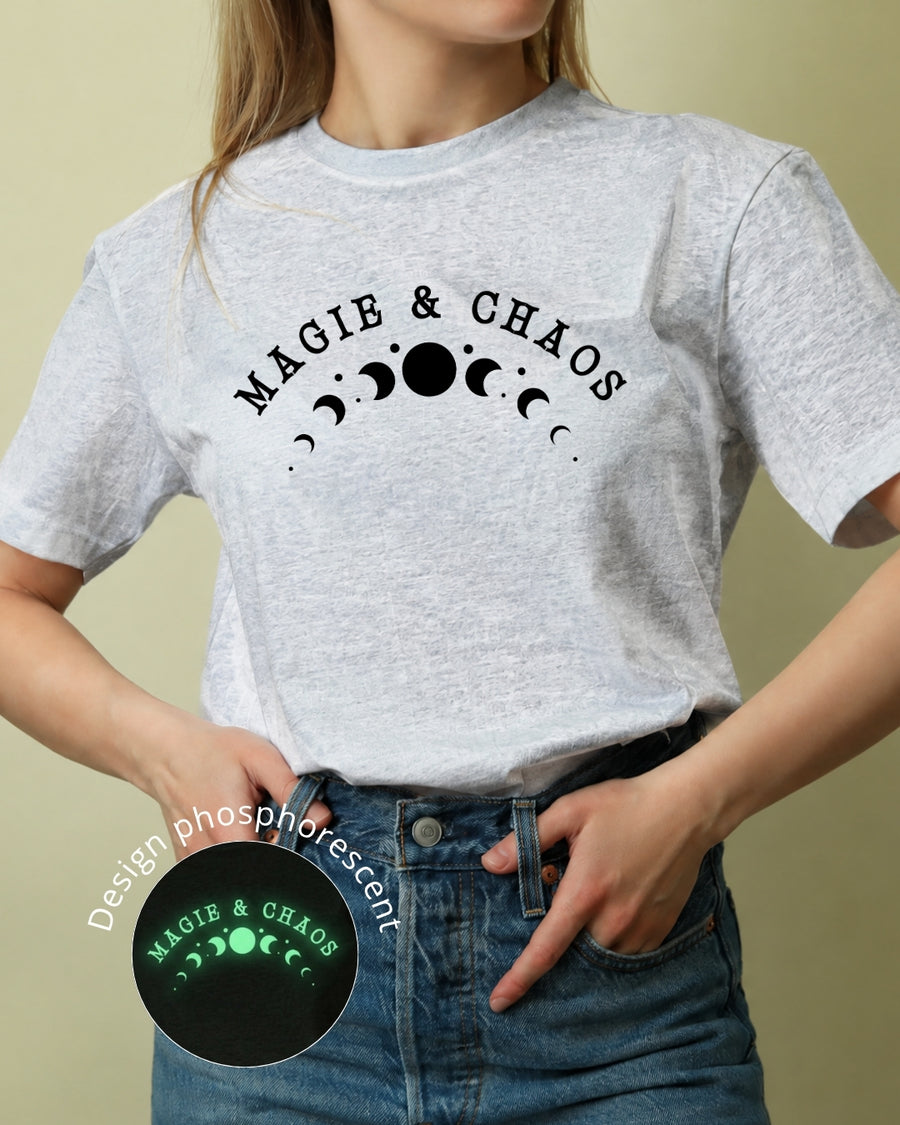 MAGIE & CHAOS - T-shirt design noir phosphorescent