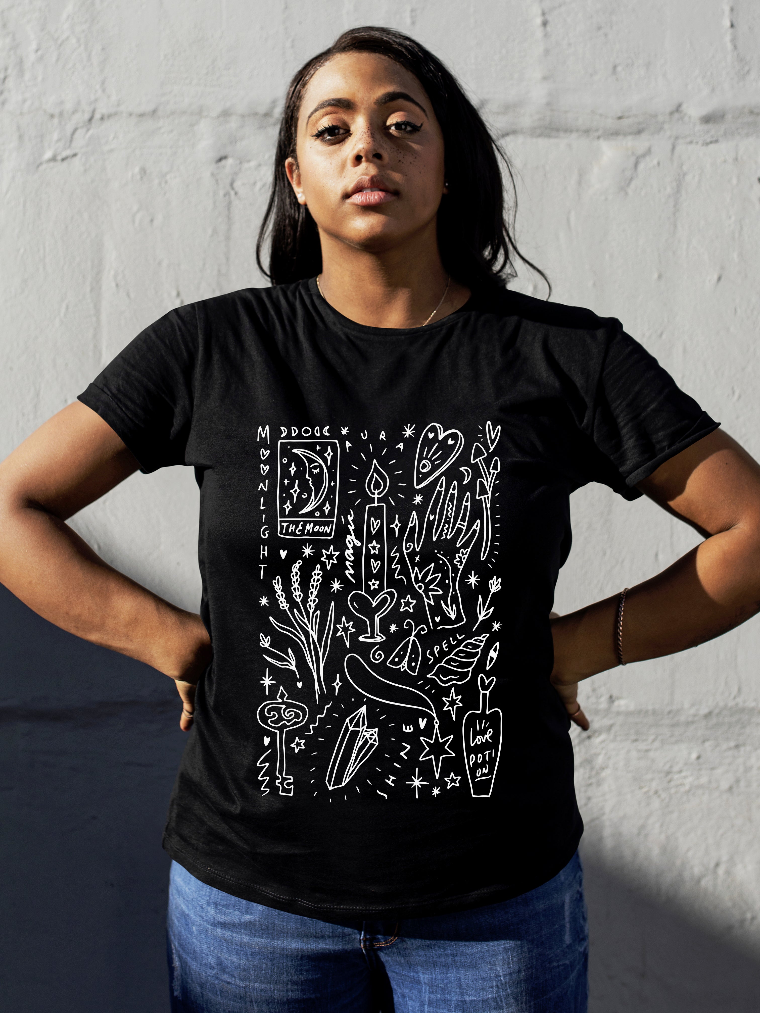 MOONLIGHT - T-Shirt noir MÉDIUM (allume dans le noir)
