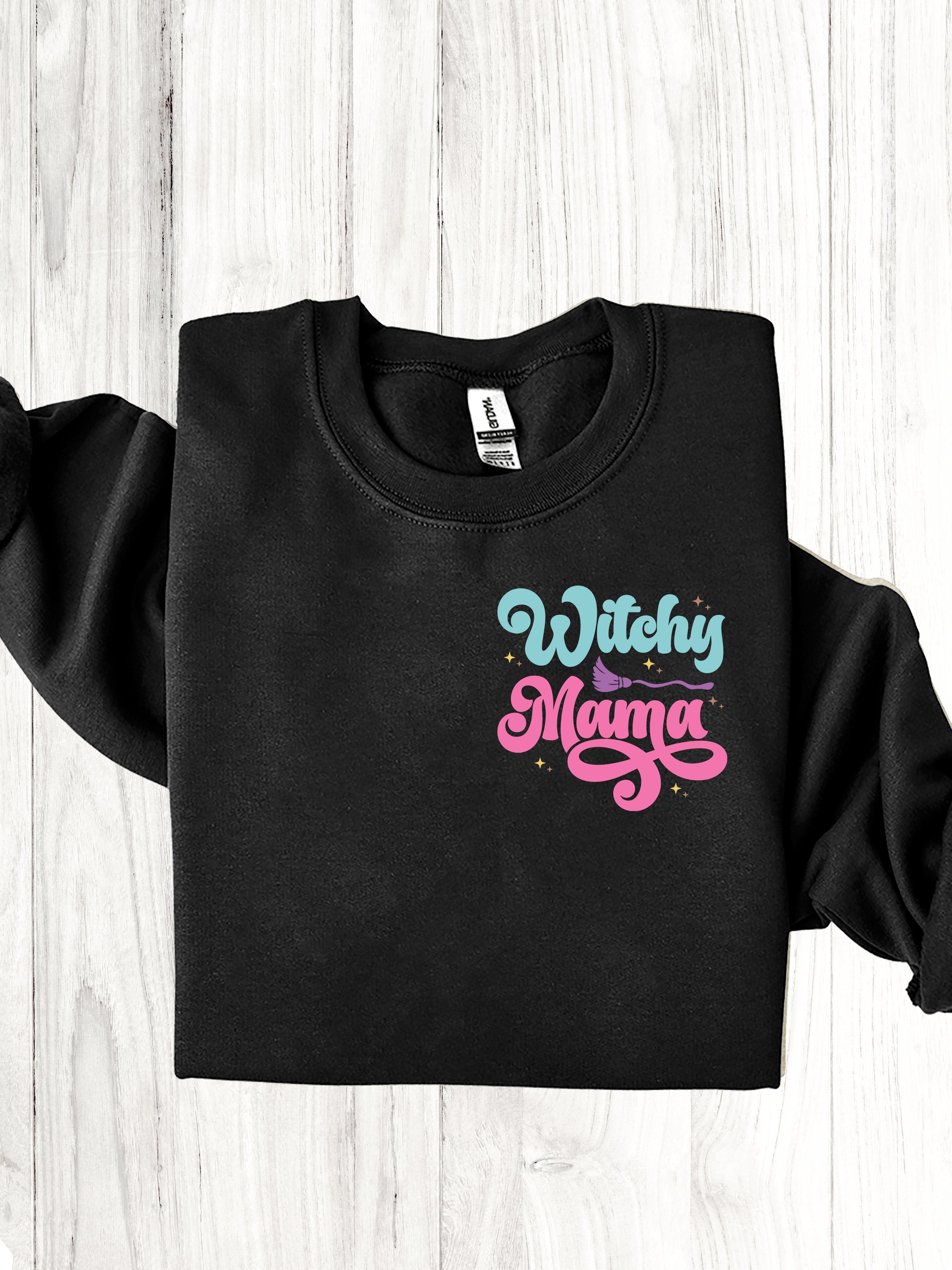 WITCHY MAMA - Coton ouaté noir (taille unisexe)