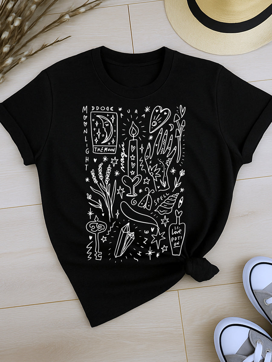 MOONLIGHT - T-Shirt noir MÉDIUM (allume dans le noir)